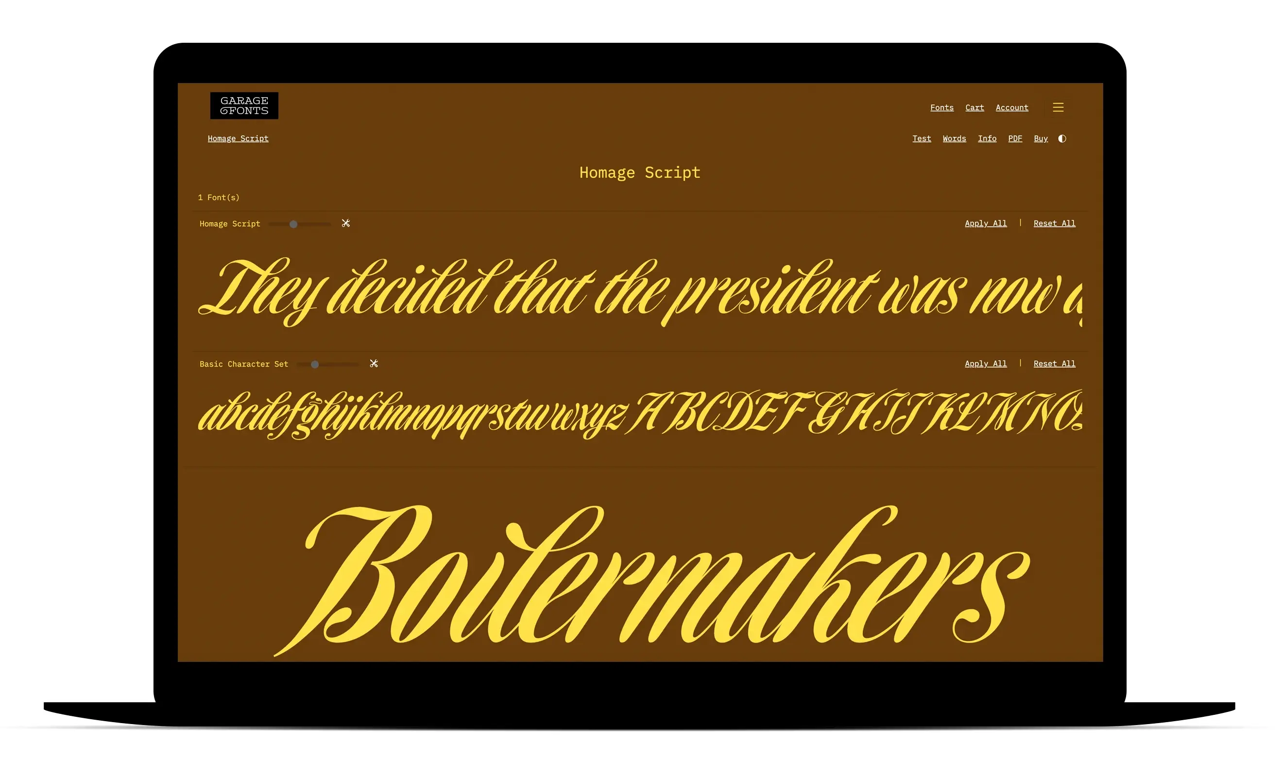 Homage Script at GarageFonts